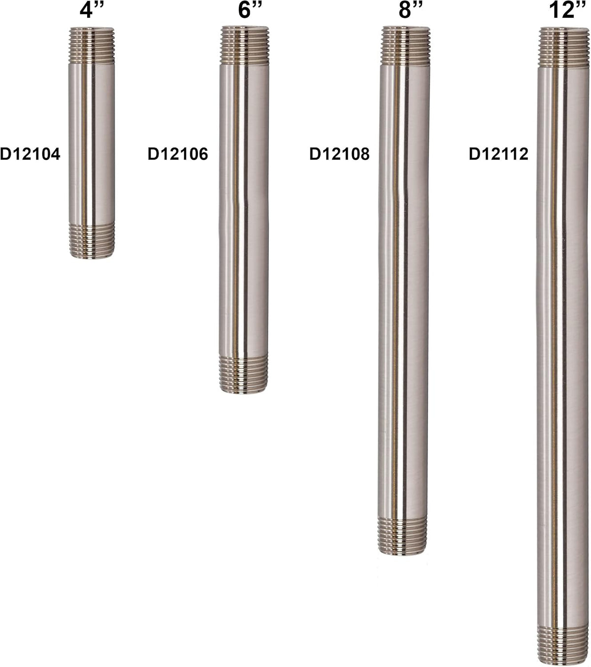Westbrass D12104-26 ½” x 4" IPS Brass Pipe Nipple, Polished Chrome