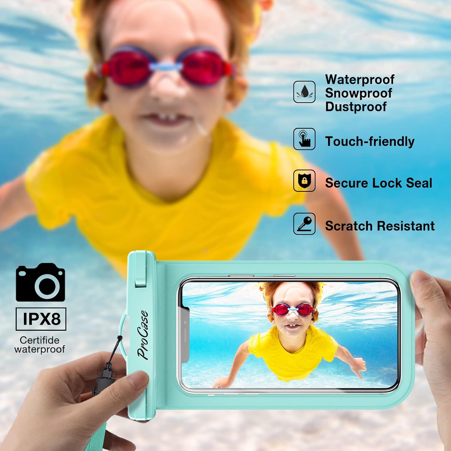 2 Pack Waterproof Phone Pouch Case, 7" Universal Underwater Cellphone Dry Bag for iPhone 17 Air 16 15 14 13 Pro Plus