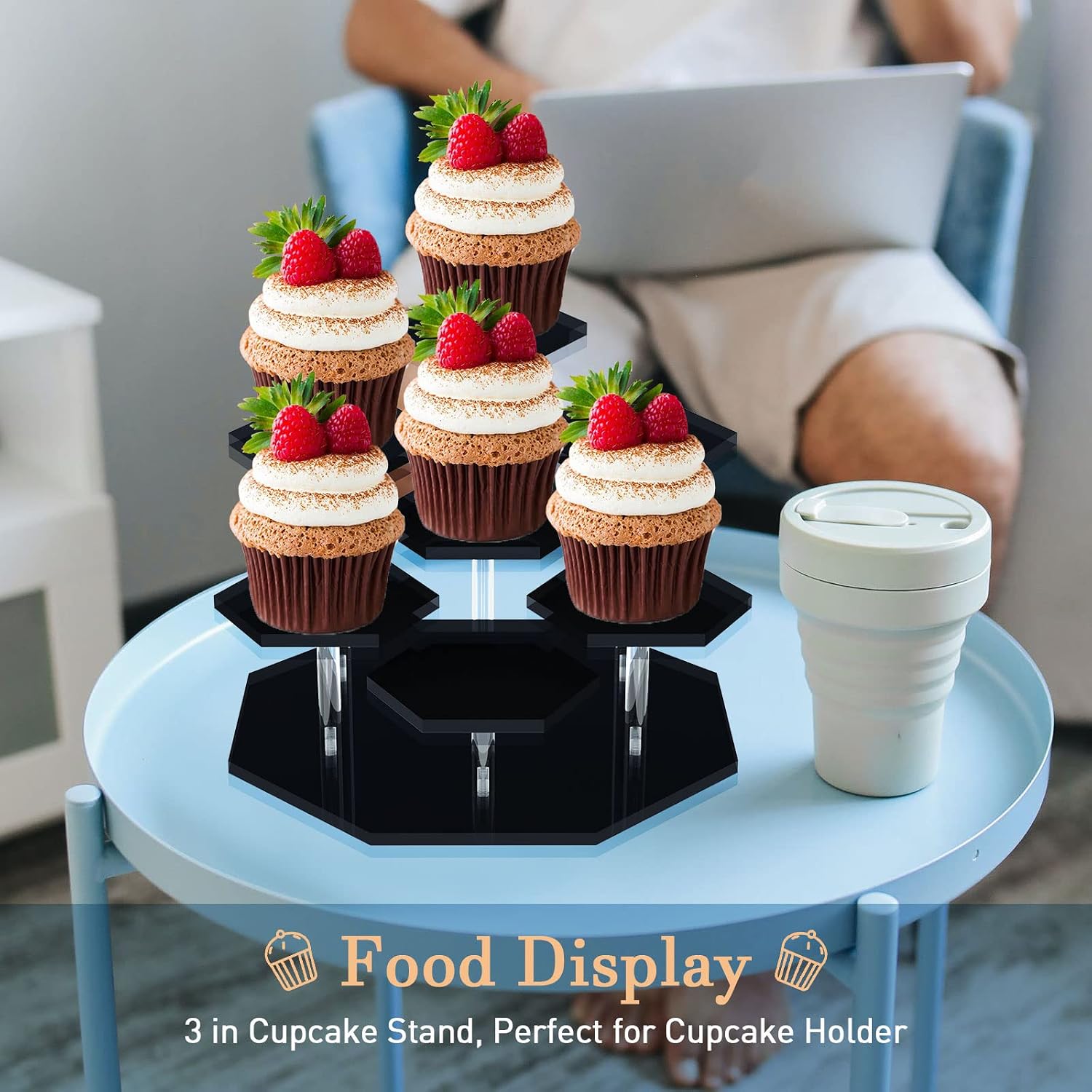 Acrylic Cupcake Stand with Patented 7-Tier Stable Design, Clear Perfume Organizer and Dessert Display Riser