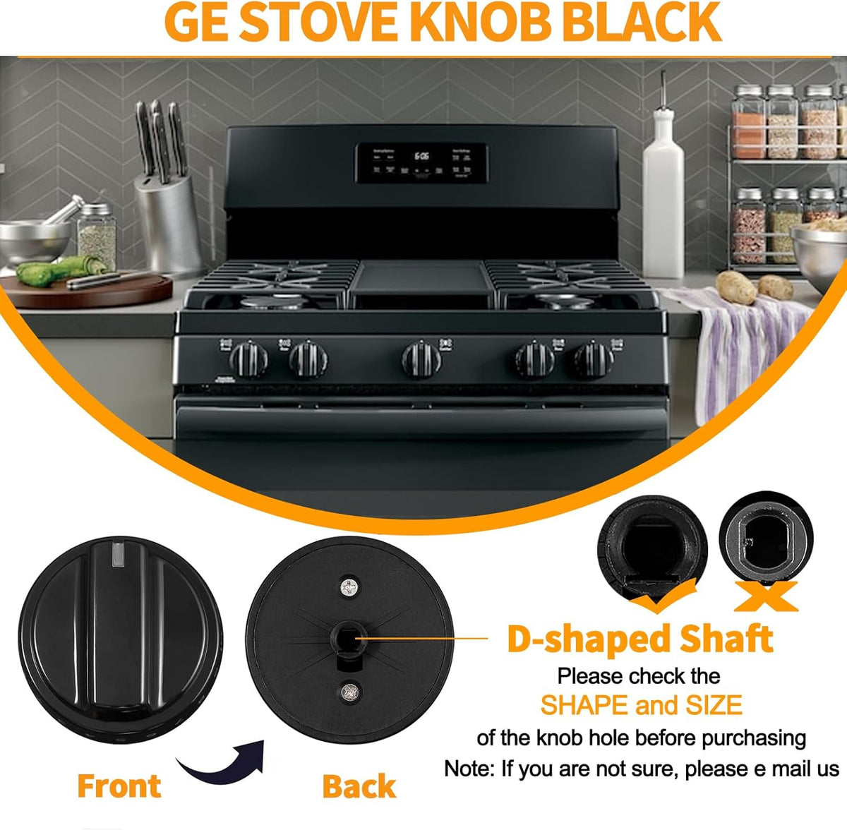 atgestore WB03X24759 Stove Knobs Replacement for GE Stove Parts KIP 5G92 222D5793 Cooktop Knobs GE Range Oven Parts Black Plastic Surface Burner Control Knob Range Burner Knobs 5 Pcs