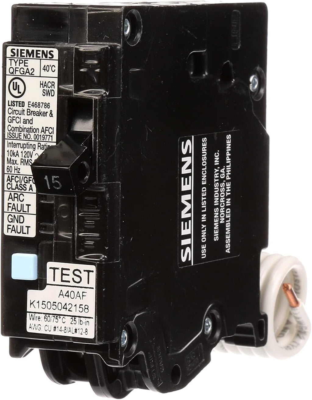 Siemens Q115DFP 15-Amp Dual Function AFCI/GFCI Breaker