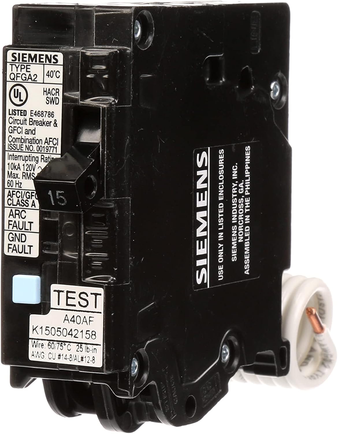 Siemens Q115DFP 15-Amp Dual Function AFCI/GFCI Breaker