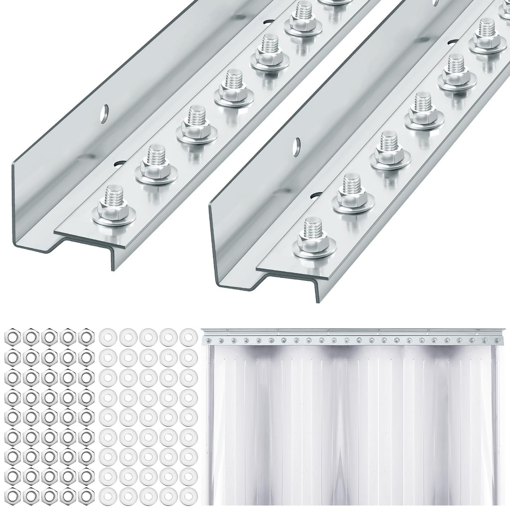 2 Pcs 4 ft Sections Galvanized Steel Strip Curtain Door Hardware