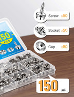 150PCS Canvas Snap Button Kit, 3/8" Socket, 304 Stainless Steel