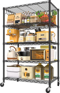 24" W x 18" D x 75" H Wire Storage Shelves with Wheels: 5 Tier Adjustable Metal Shelving Unit, NSF Heavy Duty Kitchen