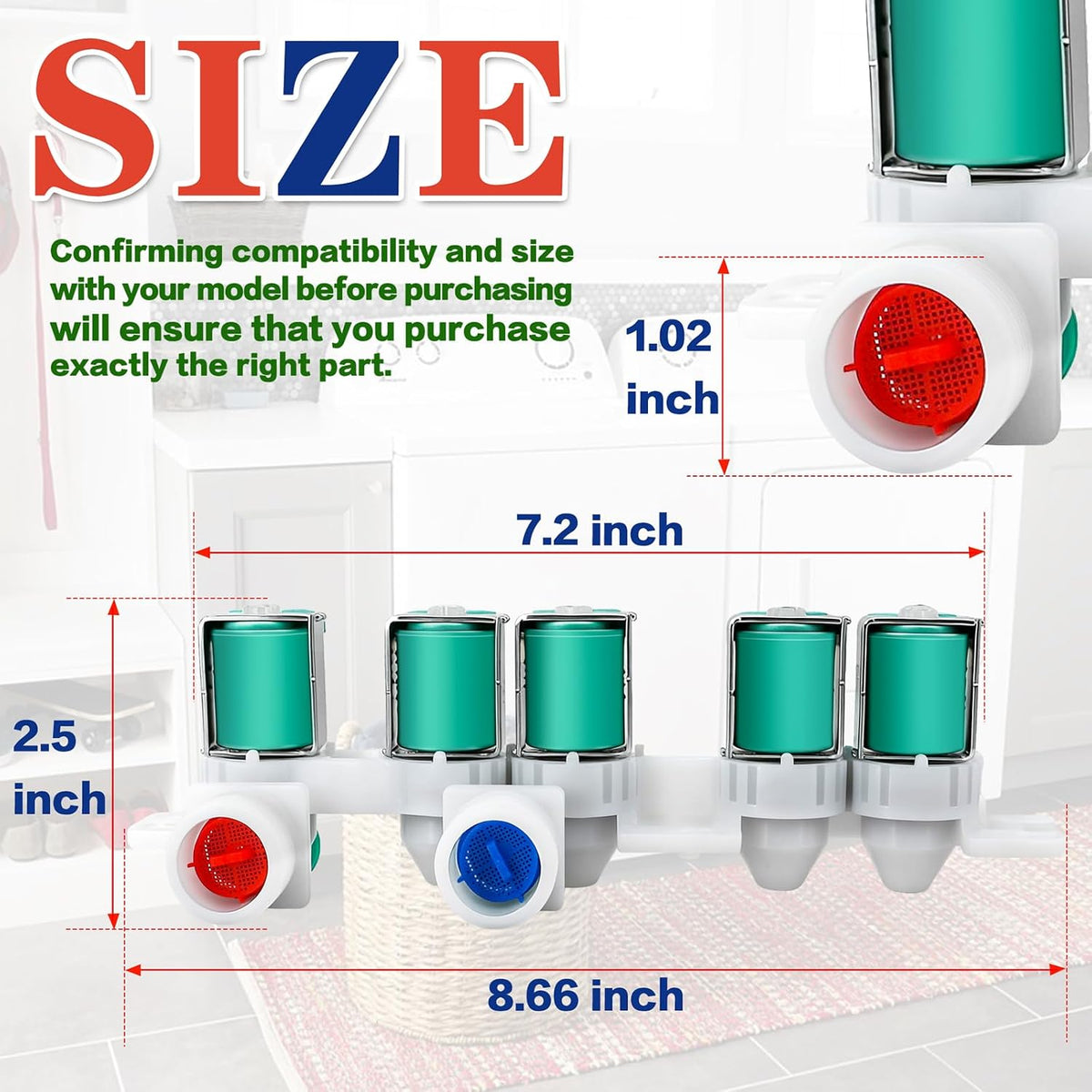 WA456DRHDSU/AA WA45H7200AW/A2 Washer Water Inlet Valve Fit for Sam-sung WA45K7600AW/A2 WA48H7400AP/A2 WA48H7400AW/A2 WA48J7700AW/A2 WA50F9A6DSW/A2 WA50F9A7DSP/A2 WA50F9A7DSW/A2 WA50F9A8DSP/A2