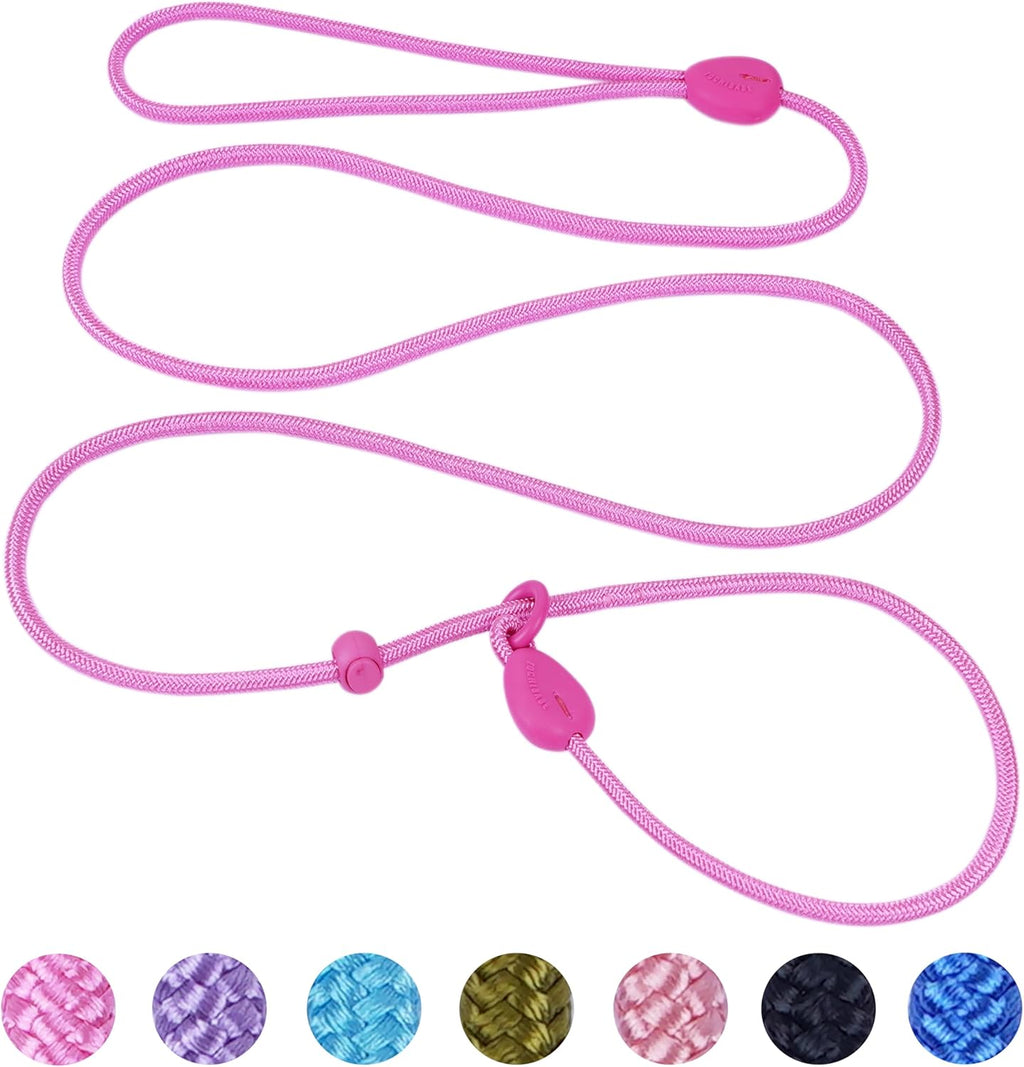 6FT Dog Training Leash - Slip Lead for Small & Medium Dogs - Strong, Lightweight, No Pull - Comfortable Loop (D-Pink