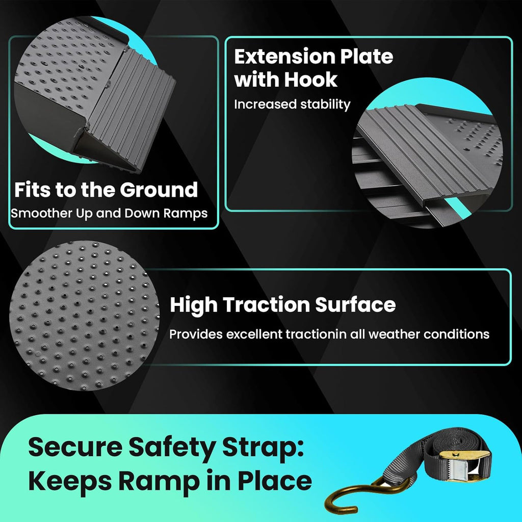 7.5FT Aluminum Truck Ramps, 1500lbs Capacity Folding Loading Ramps, 2 PCS Heavy Duty ATV Ramps for Pickup Trucks