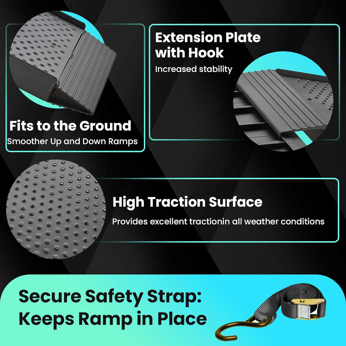 7.5FT Aluminum Truck Ramps, 1500lbs Capacity Folding Loading Ramps, 2 PCS Heavy Duty ATV Ramps for Pickup Trucks