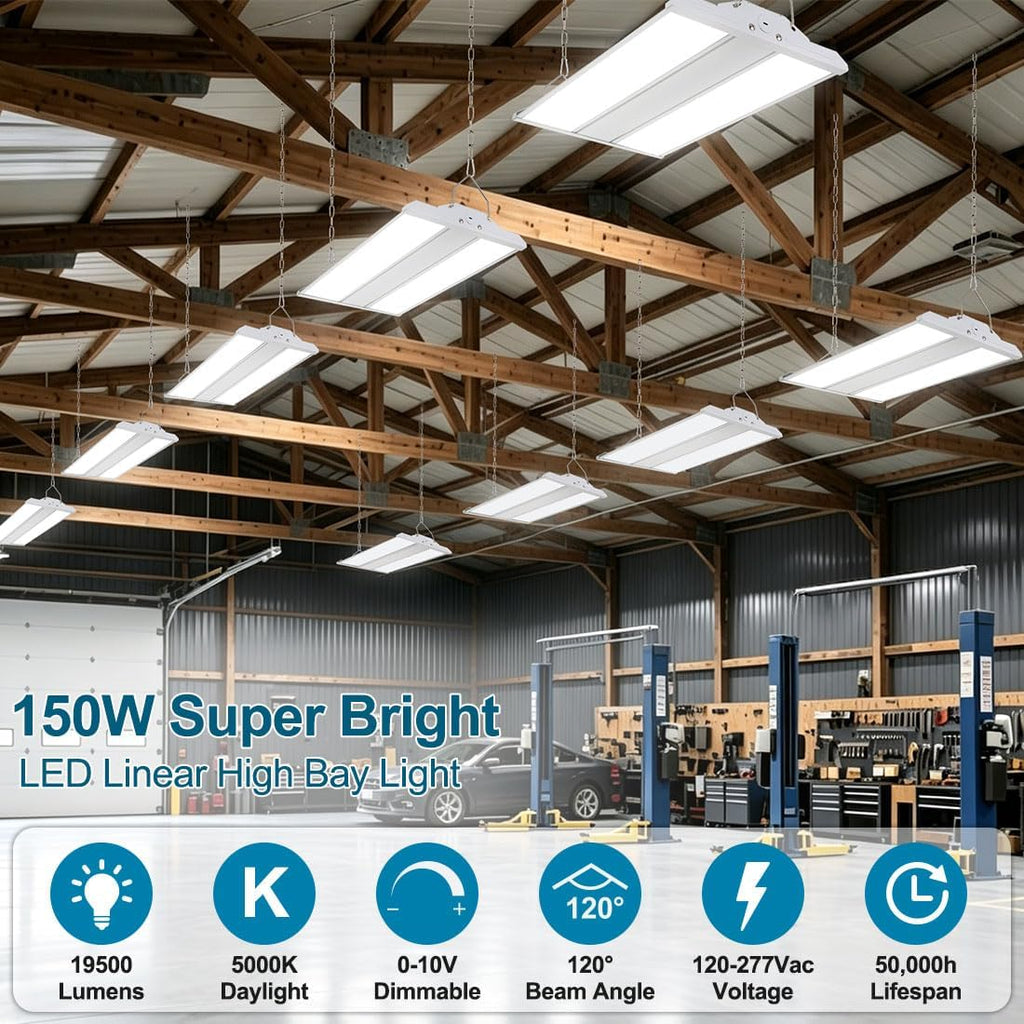 2-Pack 150W LED Linear High Bay Lights High Bay LED Shop Lights