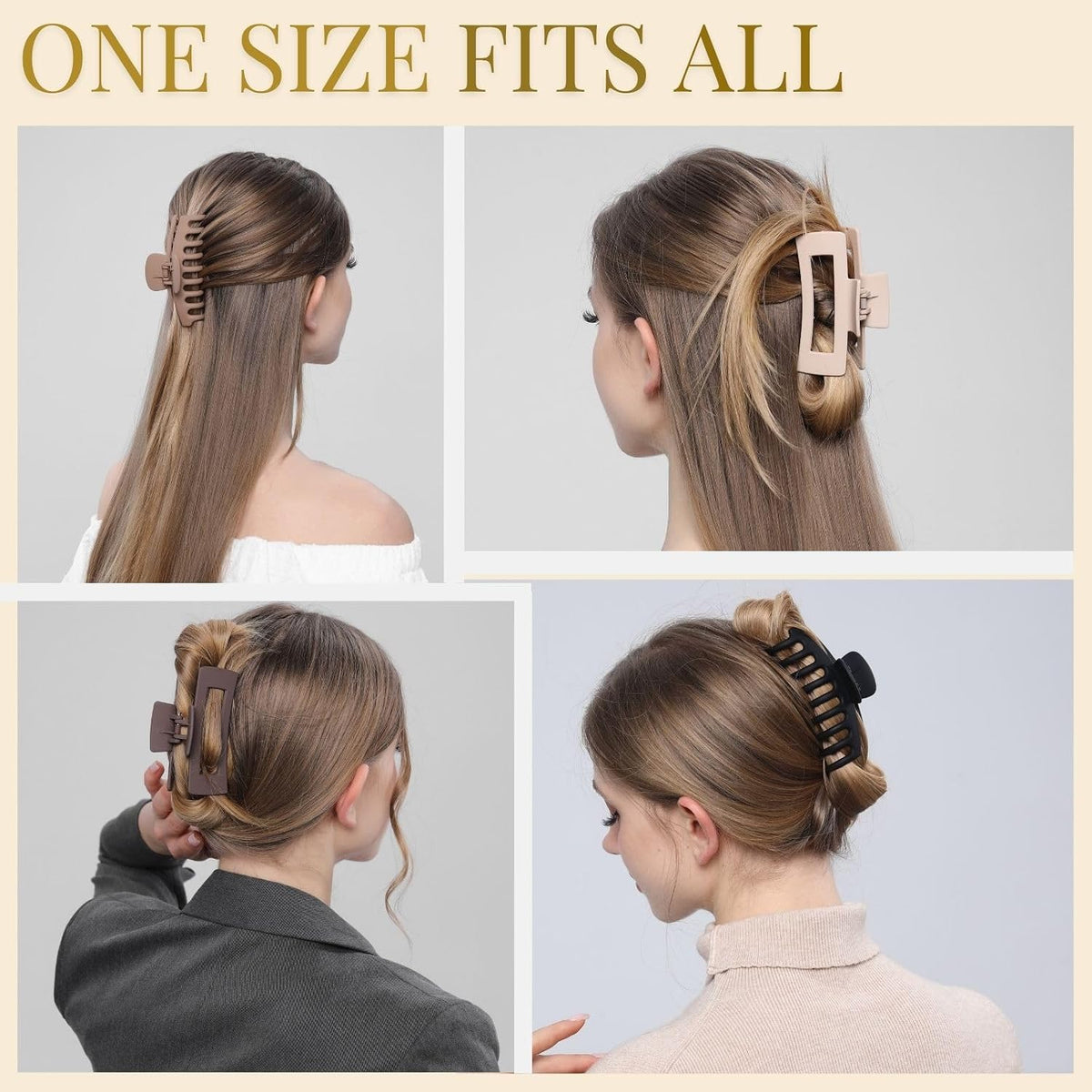 Hair Clips for Women 4.3 Inch Large Hair Claw Clips for Women Thin Thick Curly Hair, Big Matte Banana Clips,Strong