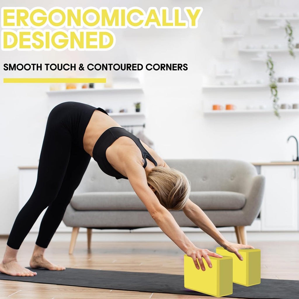 Yoga Block - Unsupported Latex Eva foam - Soft non slip surface with bevel for yoga, pilates, meditation - Yoga