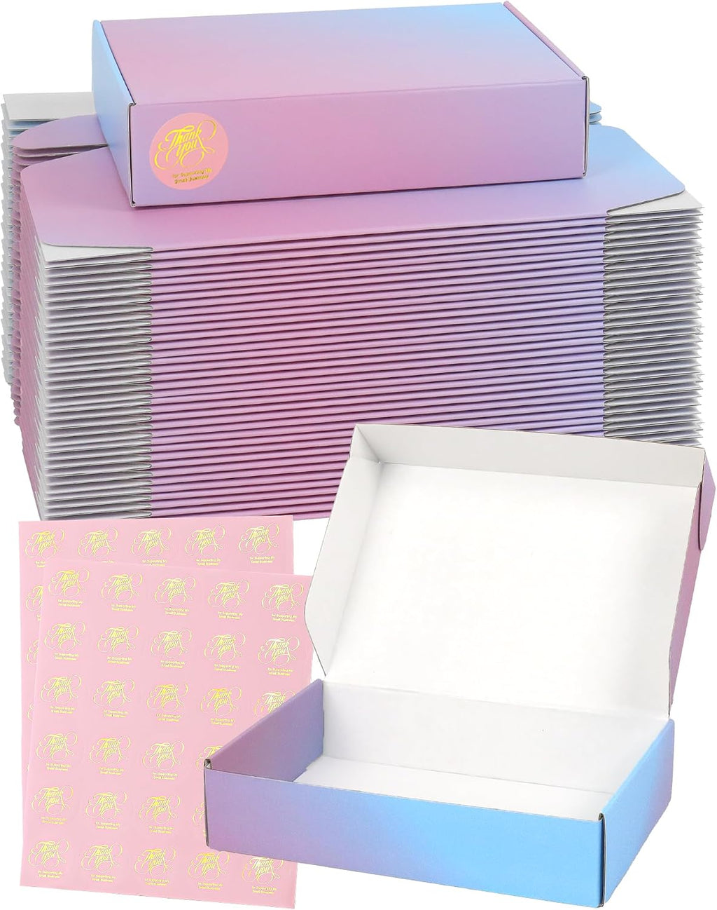 Pack of 45-9x6x2 Inch Shipping Boxes for Small Business, Purple Cardboard Corrugated Mailer Boxes for Shipping