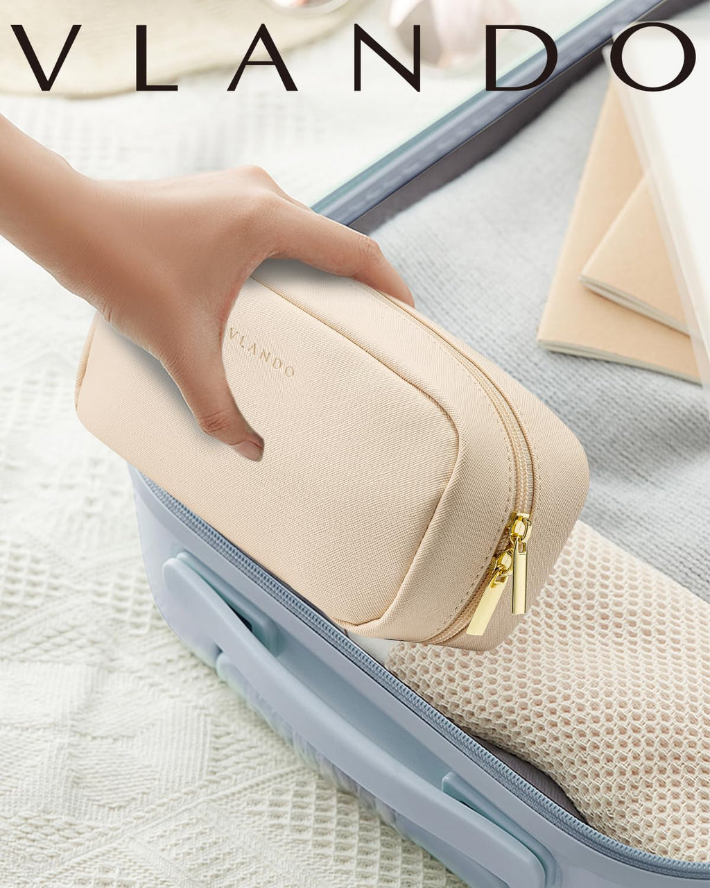 Makeup Bag Cosmetic Pouch for Travel Essentials,White