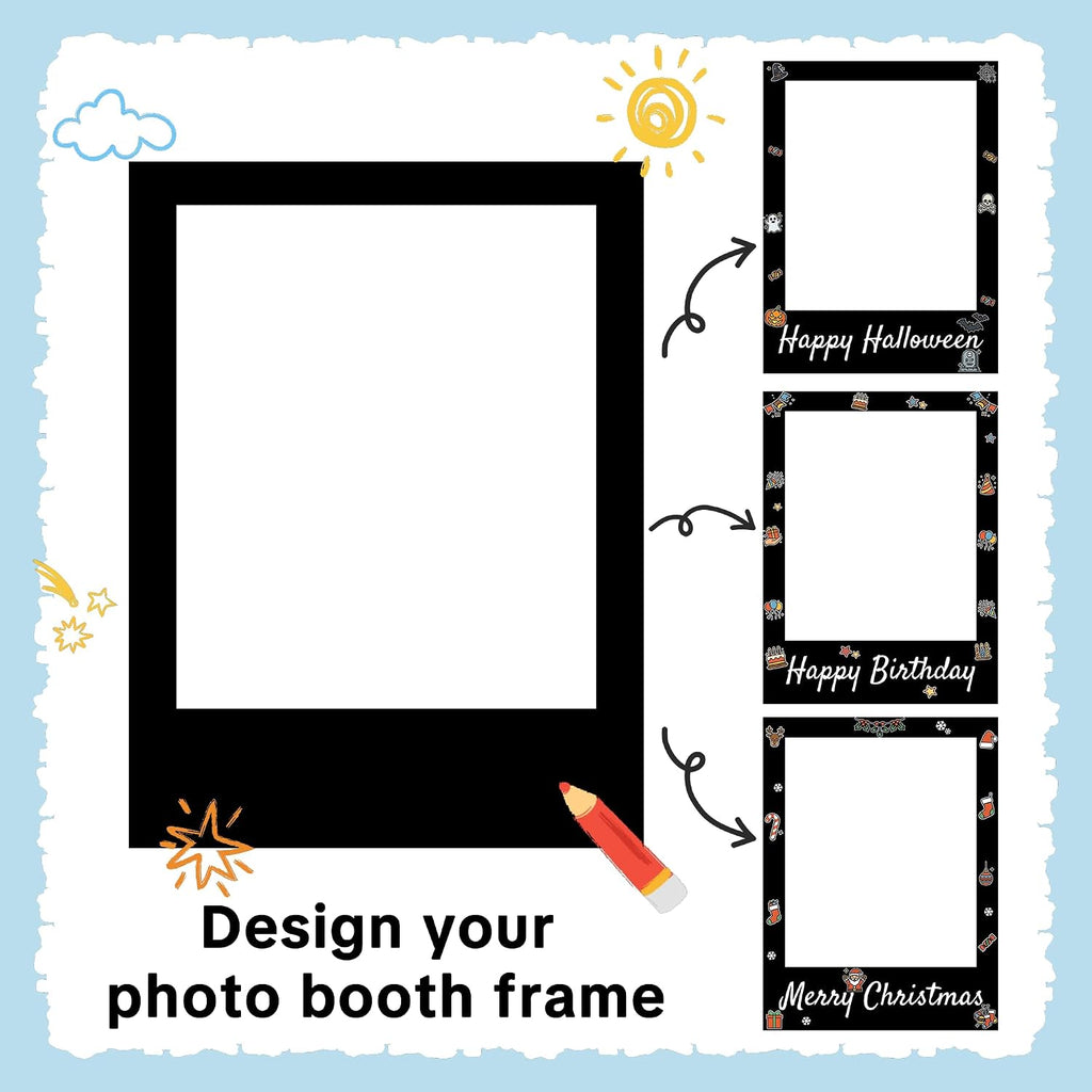 40 x 30 Inch Large Photo Booth Frame Selfie Frame,Black Blank DIY Cutout Props for Birthday,Halloween,Wedding Photo
