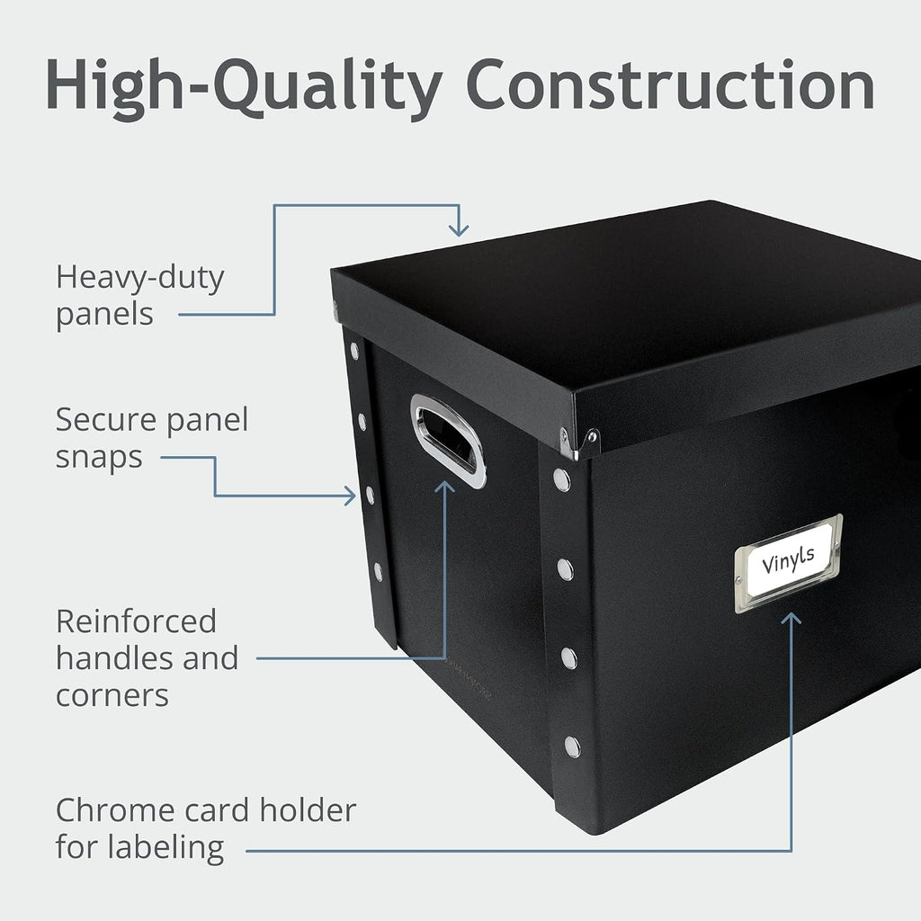 Vinyl Record Storage Box, 12 In, 2-Pack, Holds 75 Albums
