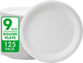 Compostable Paper Plates 9 Inch [125 Pack]