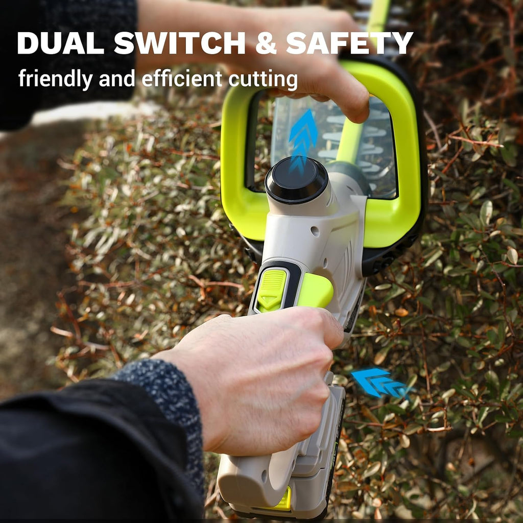 Hedge Trimmer Cordless: DEKOPRO 20V Electric Hedge Trimmers Cordless with Battery, 20″ Bush Trimmer Shrub Trimmer for