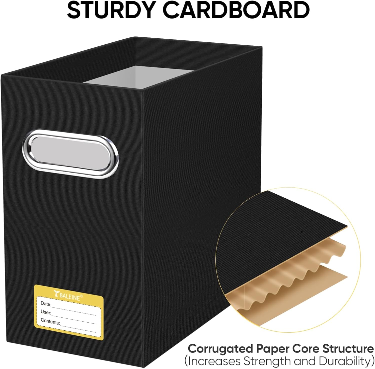 File Organizer Box, Cardboard File Folder Organizer with Handle for Letter Size, Portable Collapsible Hanging Filing