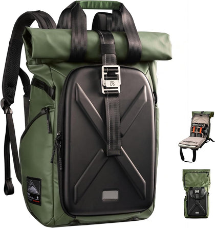 Hardshell Camera Backpack,DSLR SLR Mirrorless Camera Bag Waterproof with 15.6'' Laptop Compartment Tripod Holder