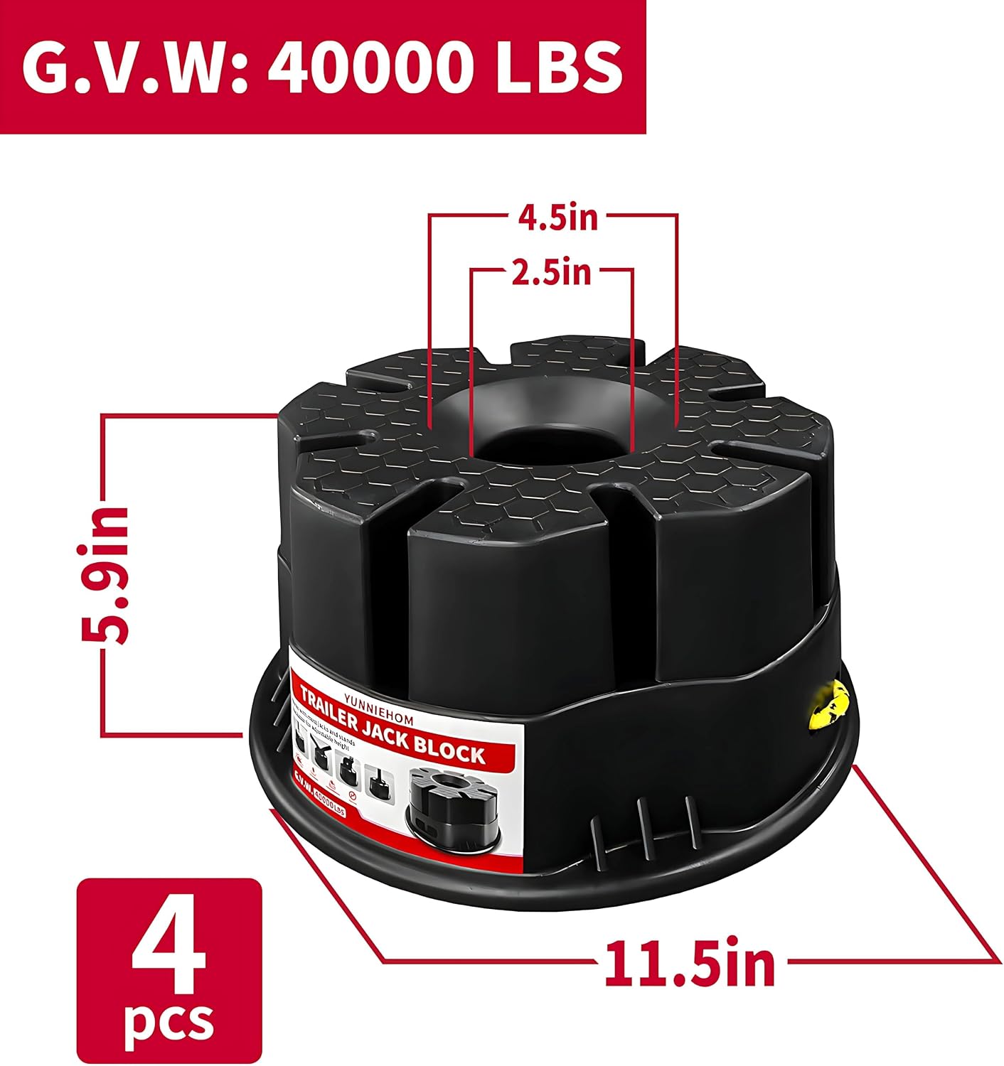 Trailer Jack Block 6’’H with Bag, Heavy Duty RV Stabilizer Blocks & Camper Leveling Blocks for Travel Trailer, Fits