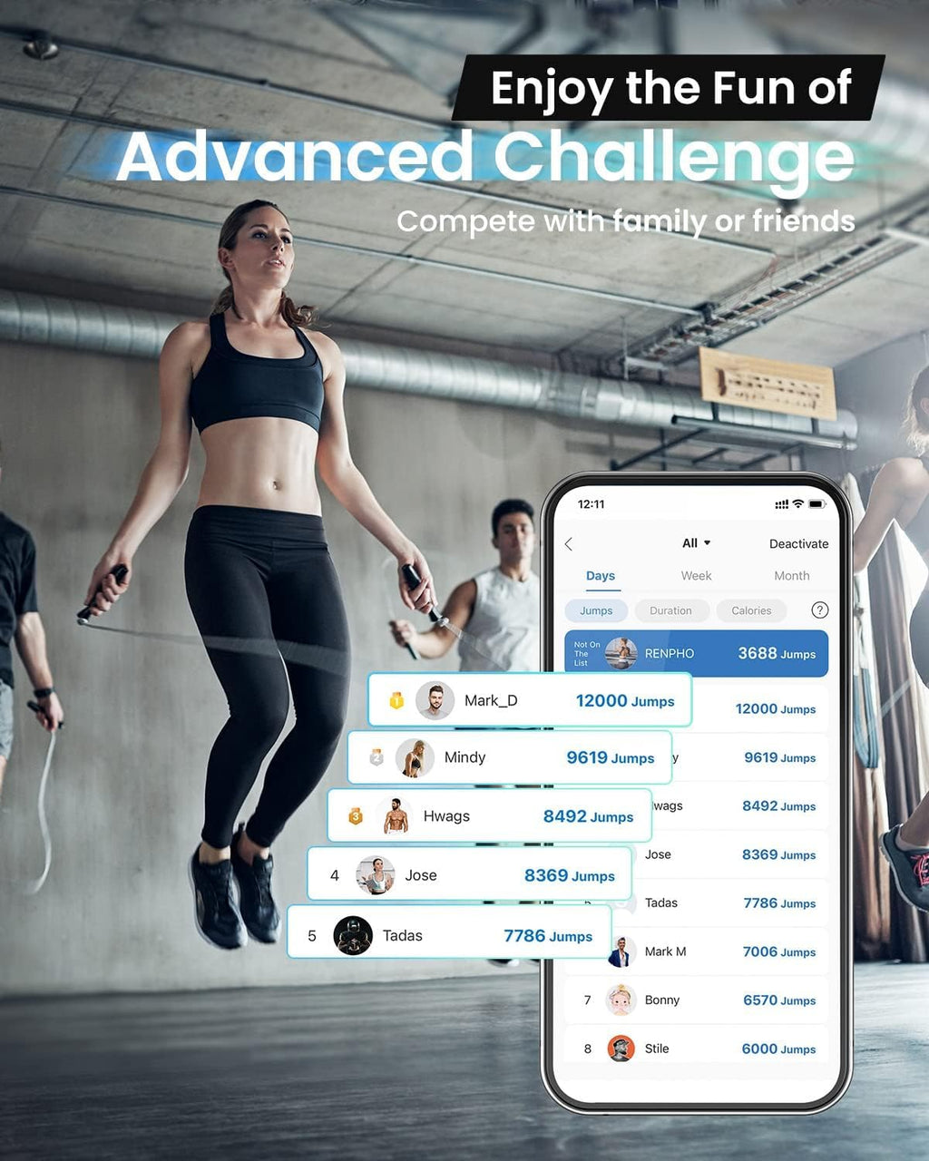 Smart Jump Rope - APP Data Storage & Tracking & Analysis, Tangle-Free Jumping Rope for Men, Women, Skipping Rope with