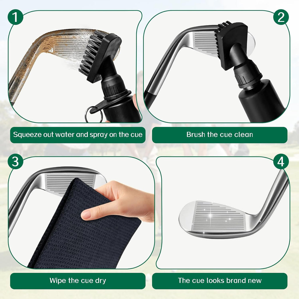 Golf Towel and Golf Club Brush Cleaner Set, 16x16 Inch Premium Microfiber Golf Towel, Golf Club Cleaning Brush with
