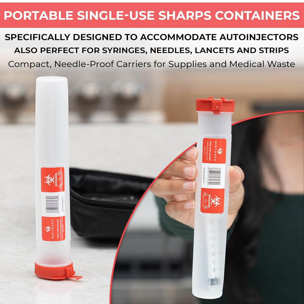 Travel-Sharps - Single Use Travel Sharps Container for AutoPens Needles Syringes - Portable Small Sharp Containers