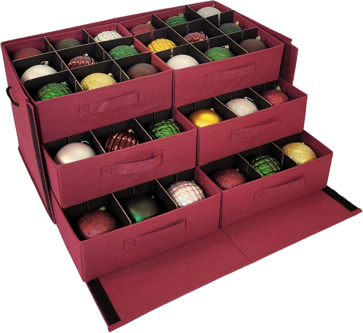Christmas Ornament Storage Box, Adjustable Acid-Free Dividers | Holds 54 – 4 Inch Ornaments (SB-40042-VT)