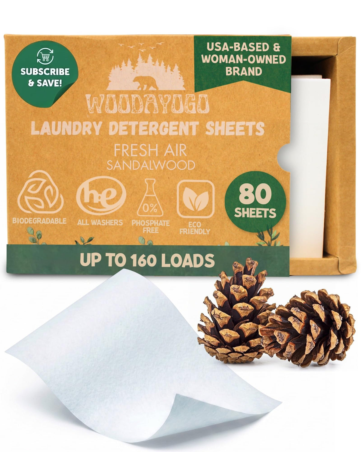 Laundry Detergent Sheets - Eco-Friendly, Up to 160 Loads, 80 Laundry Sheets