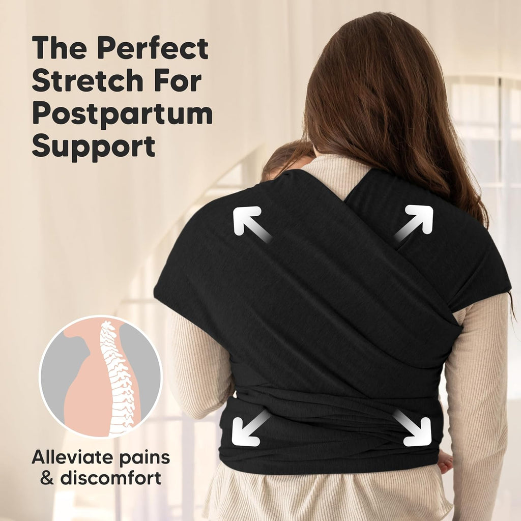 Baby Wrap Carrier, All in 1 Original Baby Carrier (Trendy Black) | Newborn to Toddler Sling, Easy to Wear, Hands Free