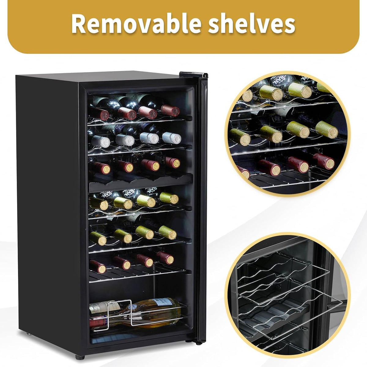 28-Bottle Dual Zone Compressor Wine Cooler, Freestanding Mini Fridge