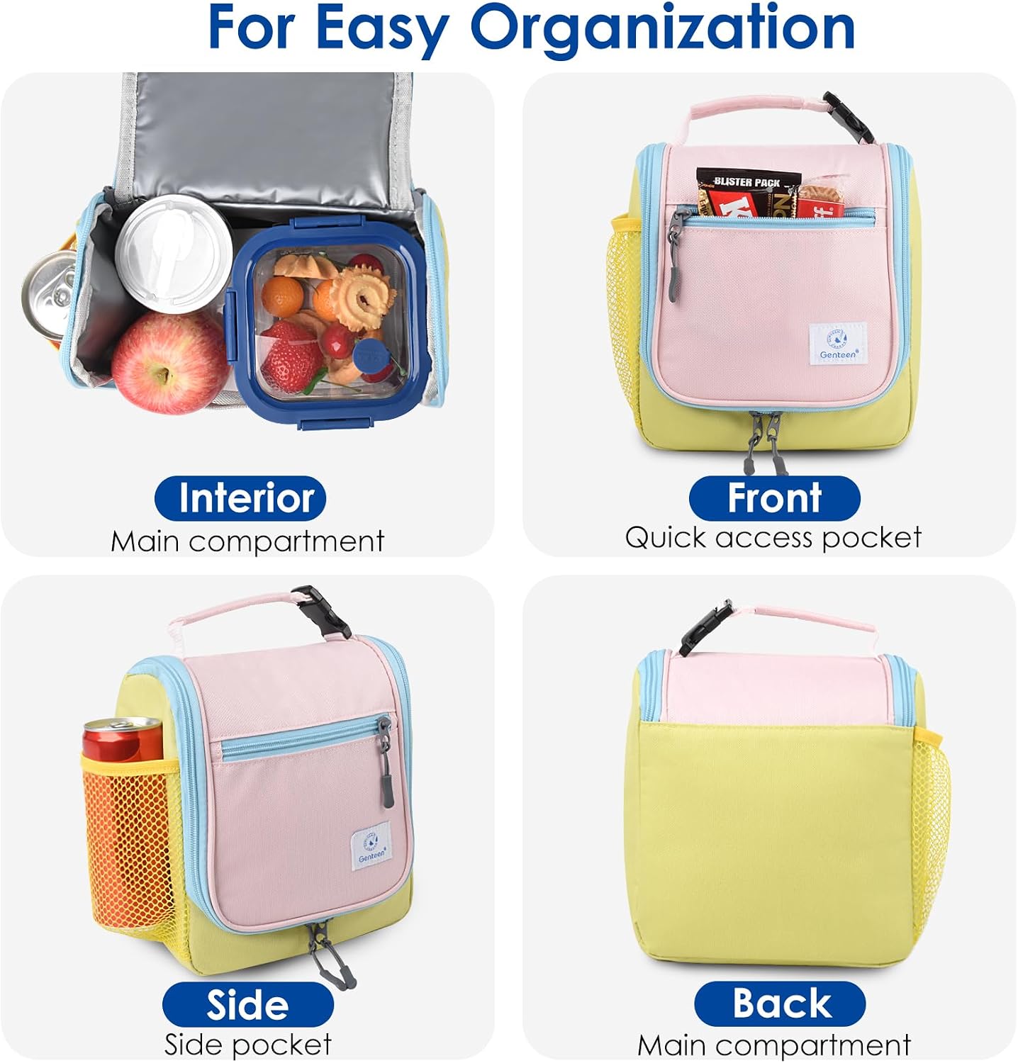Kids Lunch Box, Insulated Lunch Bag for Kids, Toddler, Girl, and Boy; Holds Lunch Box, Water Bottle, & Snacks;