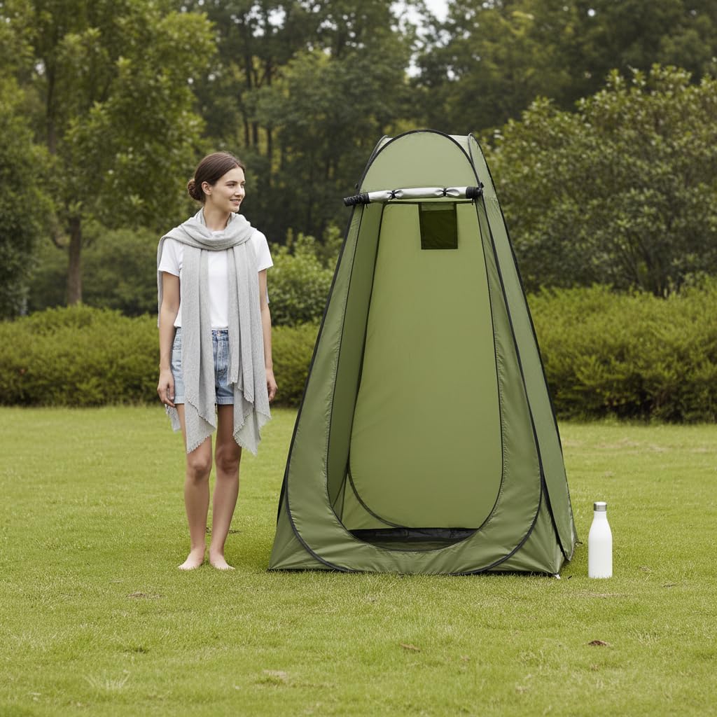 Pop Up Privacy Tent Outdoor Shower Changing Room, Instant Portable Camping Toilet Tent with Skylight Storage Pocket