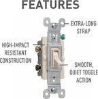 Legrand 15 Amp 3-Way Residential Toggle Light Switch, Light Almond 1 Pack