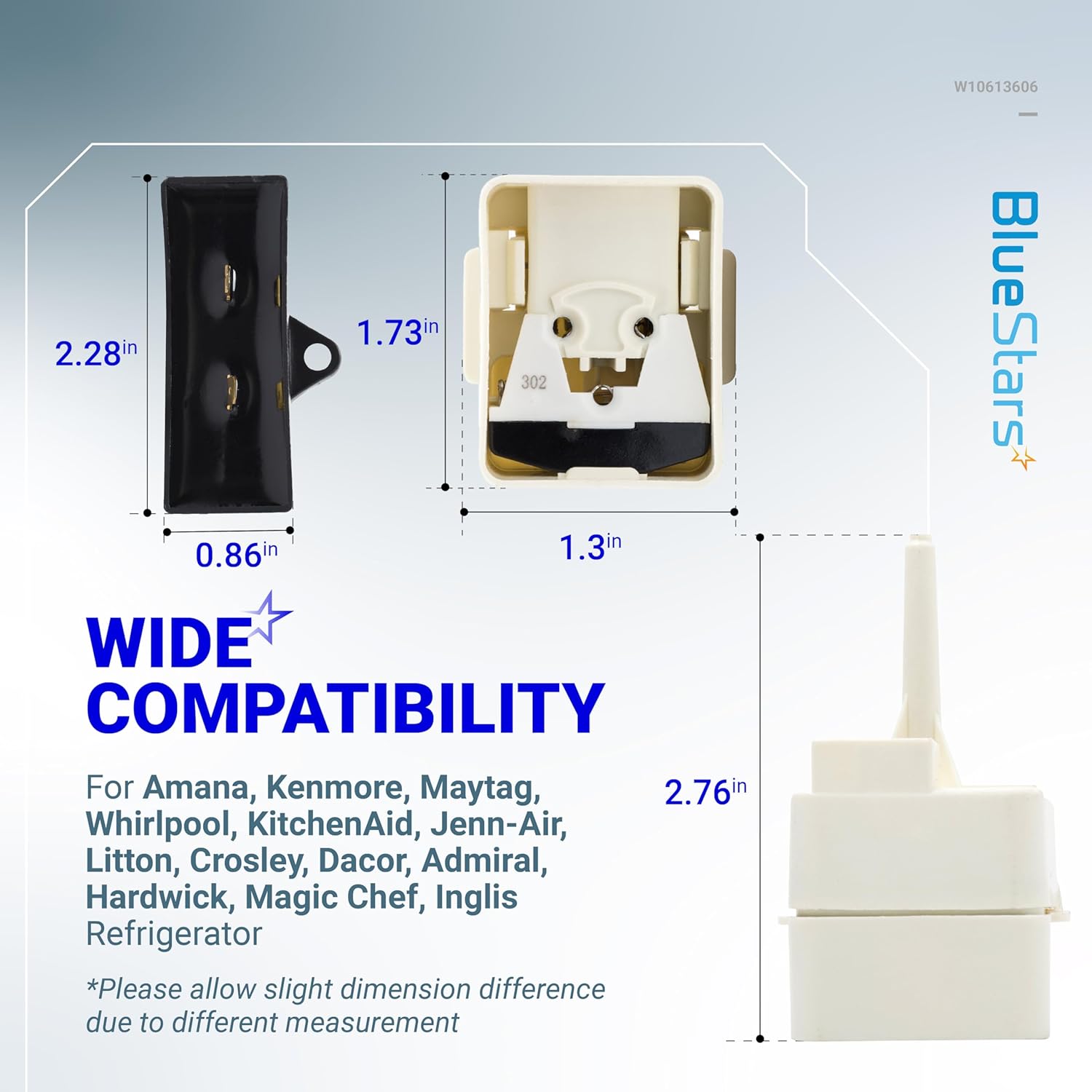 W10613606 Refrigerator Compressor Start Relay and Capacitor | For Whirlpool KitchenAid Kenmore Refrigerators