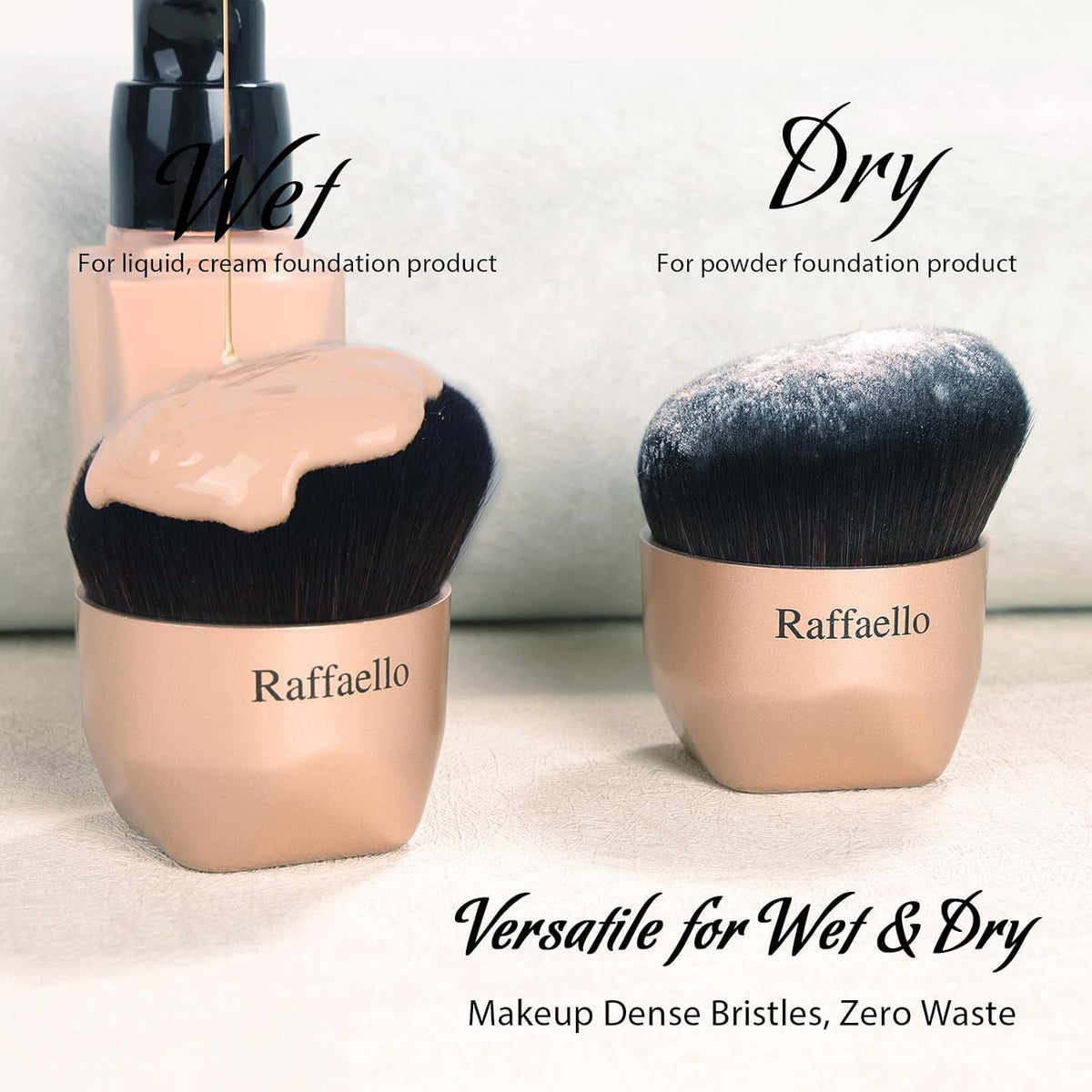 Angled kabuki Foundation Brush: Fast, Flawless Foundation - Dense Soft Bristles for Streak-Free Liquid, Cream &