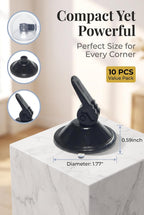 10 PCS Suction Cup Hooks, Vacuum Window Hangers for Cars, Black