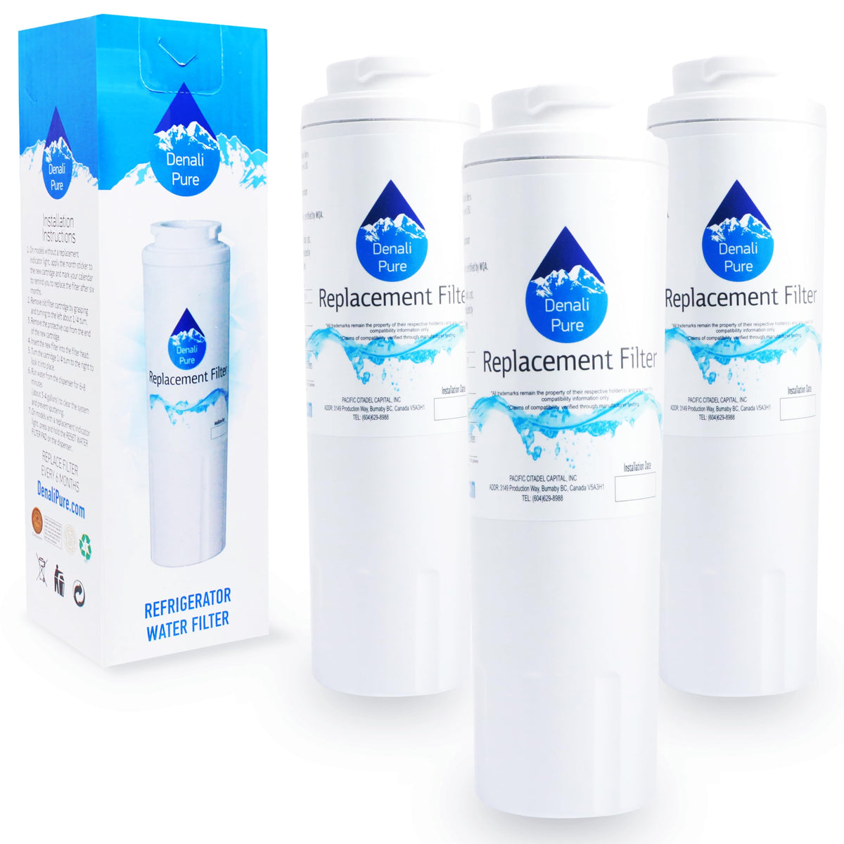 3-Pack Replacement for KitchenAid KBRA22ERSS Refrigerator Water Filter