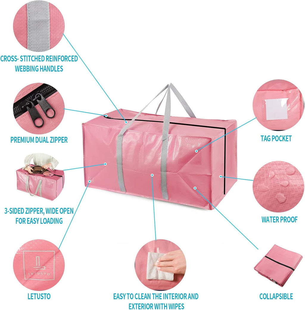 Heavy Duty Extra Large Moving Bags with Extra Long Handles -Includes Backpack Straps - Easy Storage For Space Saving