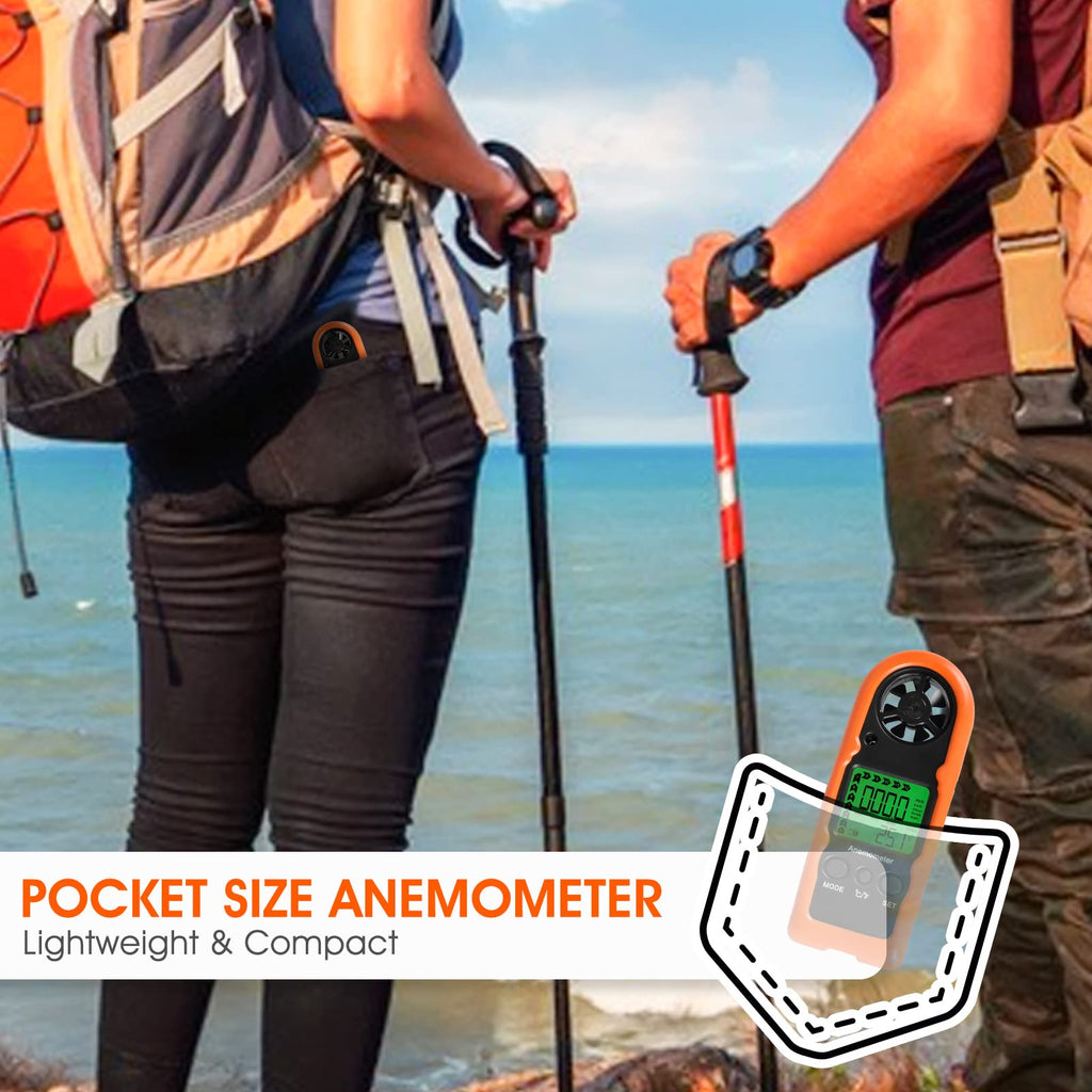 Mini Portable Anemometer Handheld 5pcs, Measures Wind Speed Wind Chill Temp