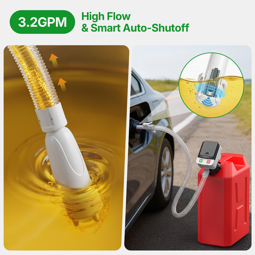 Automatic Gas Can Pump 3.2 GPM Fuel Transfer Pump Battery or USB Powered