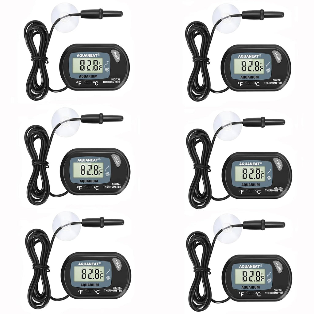 Aquarium Thermometer, Fish Tank Thermometer, Digital Temperature Test, with Large LCD Display (6 Packs)