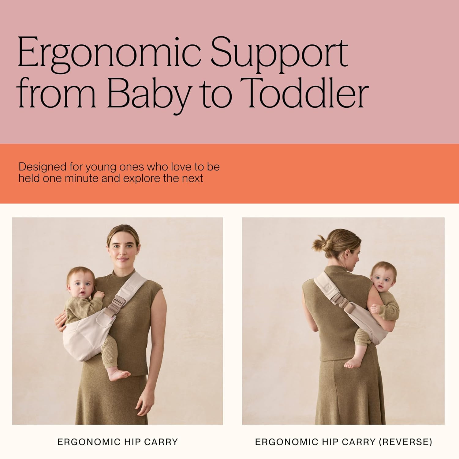 Upsie Sling Baby Carrier for Babies and Toddlers 6-48 Months | 2-Position Ergonomic Baby Carrier with Front Storage