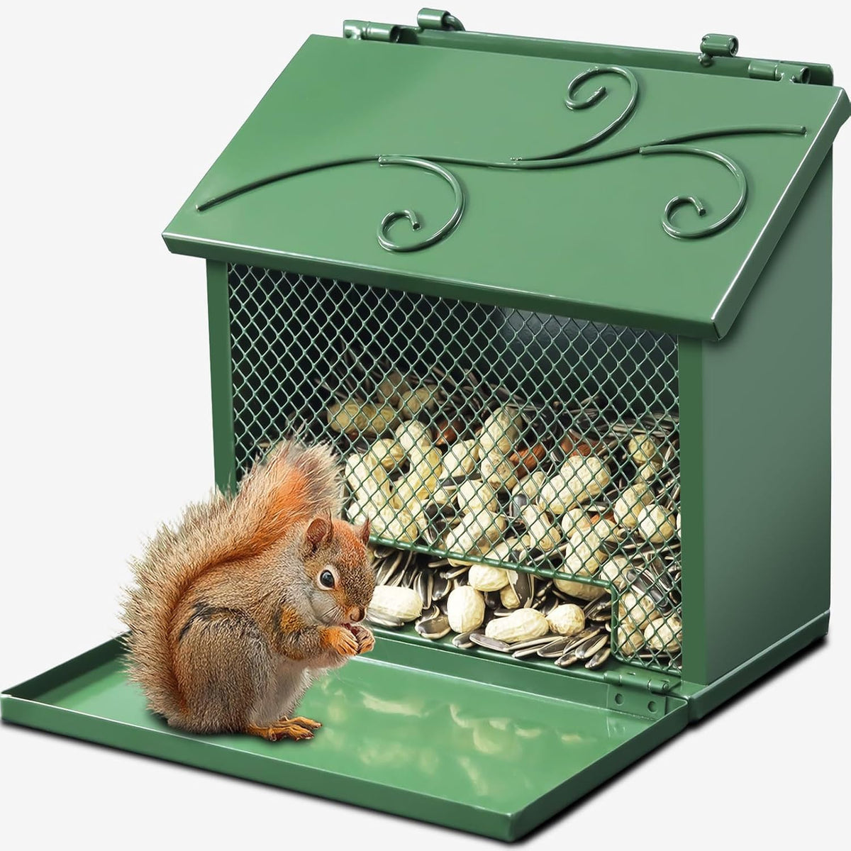 Metal Squirrel Feeder, Squirrel Feeders for Outside Hanging Nesting Box Chipmunk Picnic Table House Outdoors for