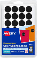 Color-Coding Removable Labels, 3/4 Inch Round Labels, Black, Non-Printable, 1,008 Dot Stickers Total (5459)
