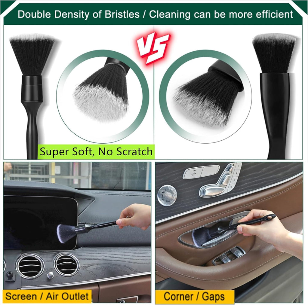 Car Interior Duster Detail Brush Cleaning Gel Kit, Soft Dash Vent Dusting Slime Putty Detailing Brushes Accessories