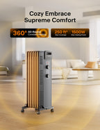 Oil Filled Space Heater for Indoor Use with Adjustable Thermostat