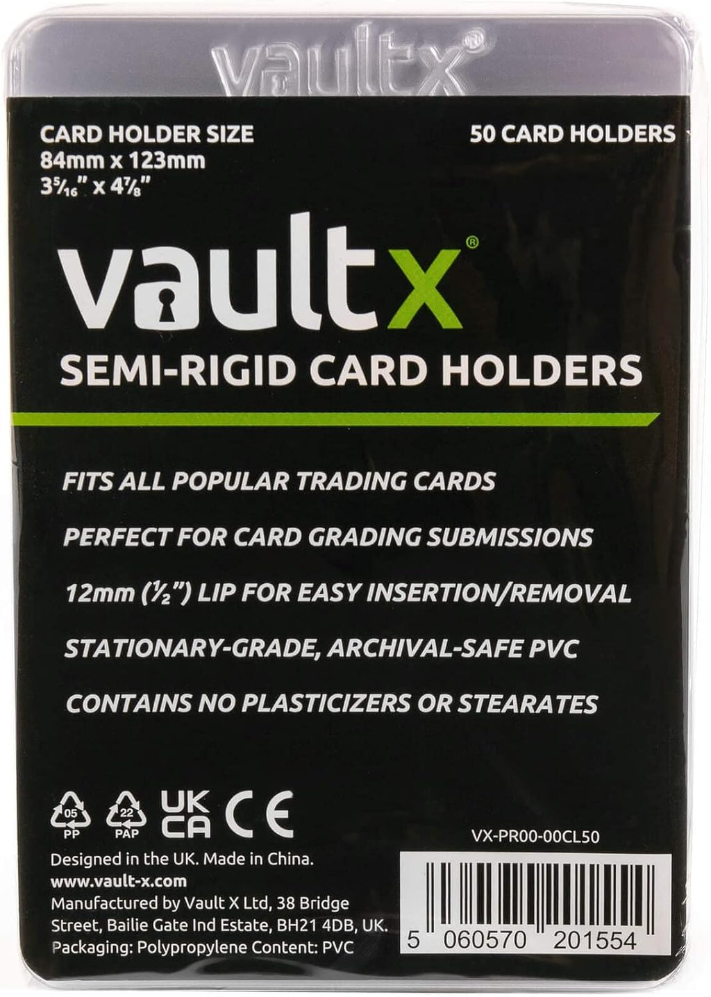 Semi Rigid Card Holders (50 Pack) Hard PVC Sleeves | Ideal for PSA & CGC grading submissions. Semi-rigid hard card