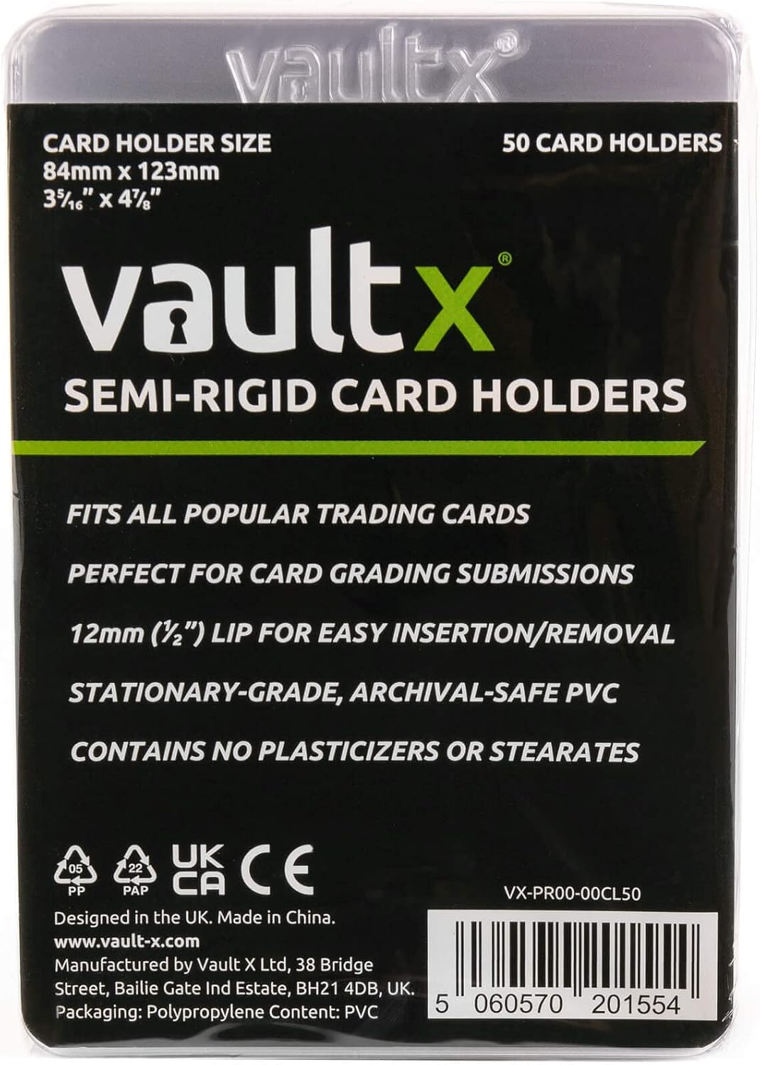Semi Rigid Card Holders (50 Pack) Hard PVC Sleeves | Ideal for PSA & CGC grading submissions. Semi-rigid hard card